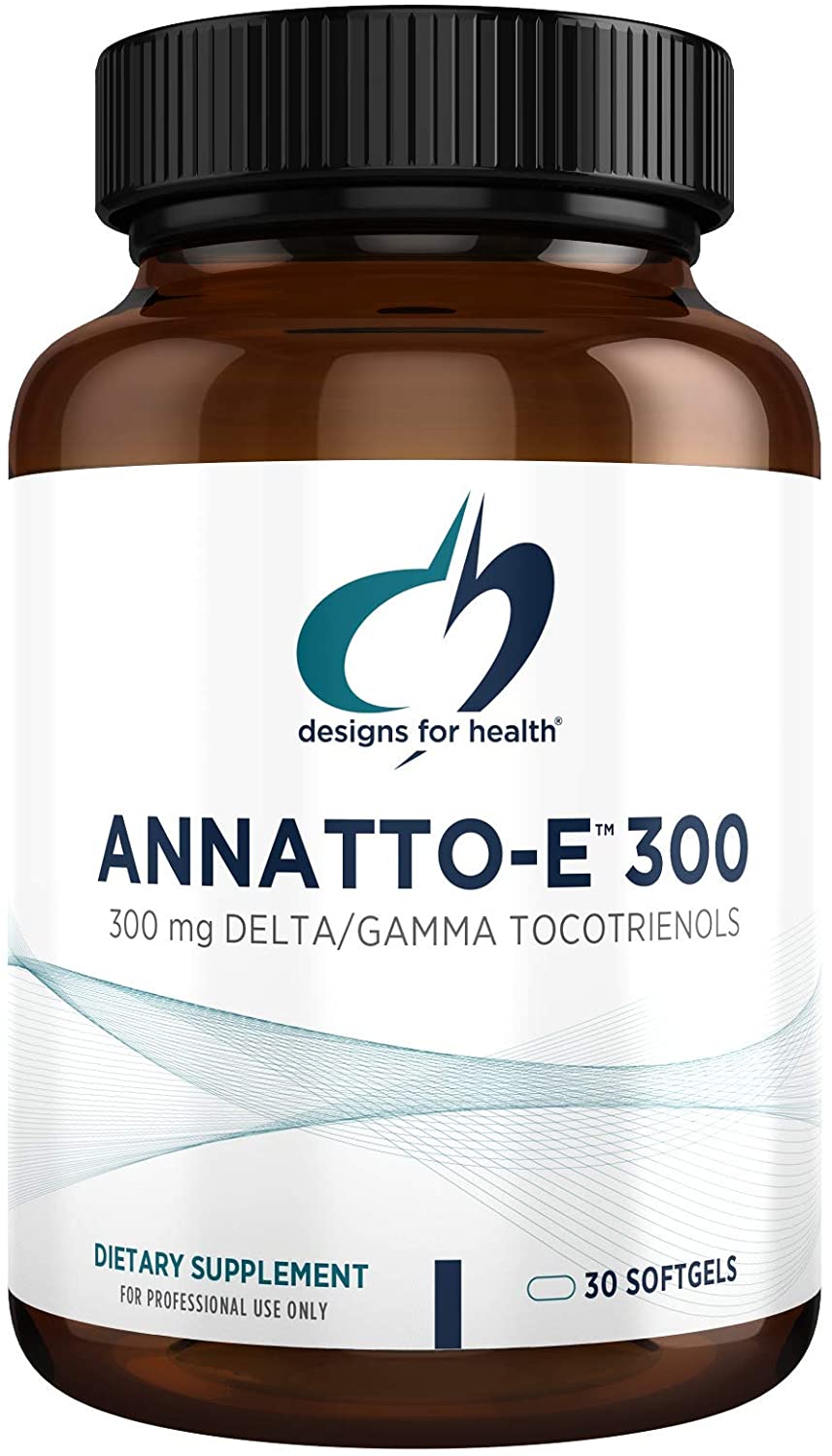 Designs for Health Annatto-E 300 - Groundbreaking Vitamin E Supplement with Delta + Gamma Tocotrienols - Cardiovascular + Antioxidant Support - Non-GMO, No Soy (30 Softgels) أناتو فيتامين ھ 300 مجم ، دلتا وجاما توكوترينول ، لصحة القلب والأوعية الدموية ، ومضاد للأكسدة ، 30 سوفت جيل