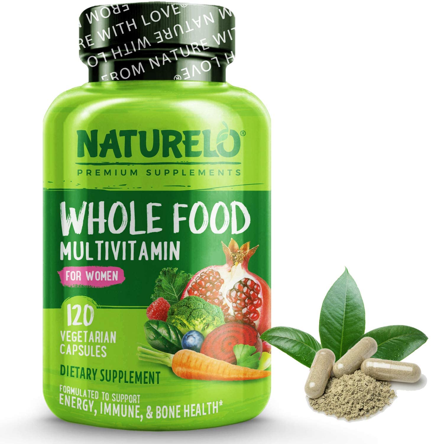 NATURELO Whole Food Multivitamin for Women - with Vitamins, Minerals, &amp; Organic Extracts - Supplement for Energy and Heart Health - Vegan - Non GMO - 120 Capsules فيتامينات غذائية كاملة للنساء ، 120 كبسولة