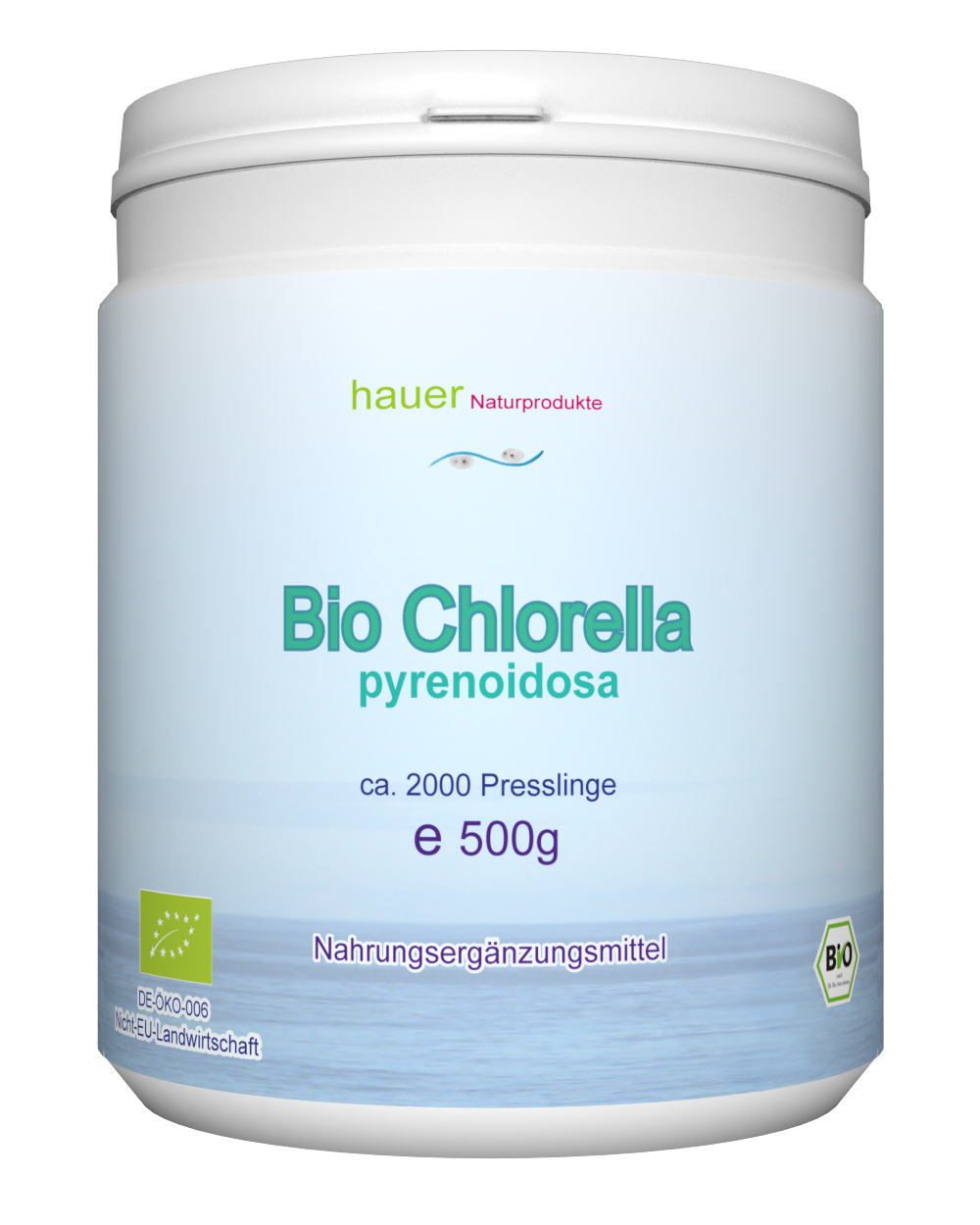 hauer Haturprodukte 500g organic Chlorella pyrenoidosa, 2000 pellets, from controlled organic cultivation الكلوريلا العضويه 500 مجم