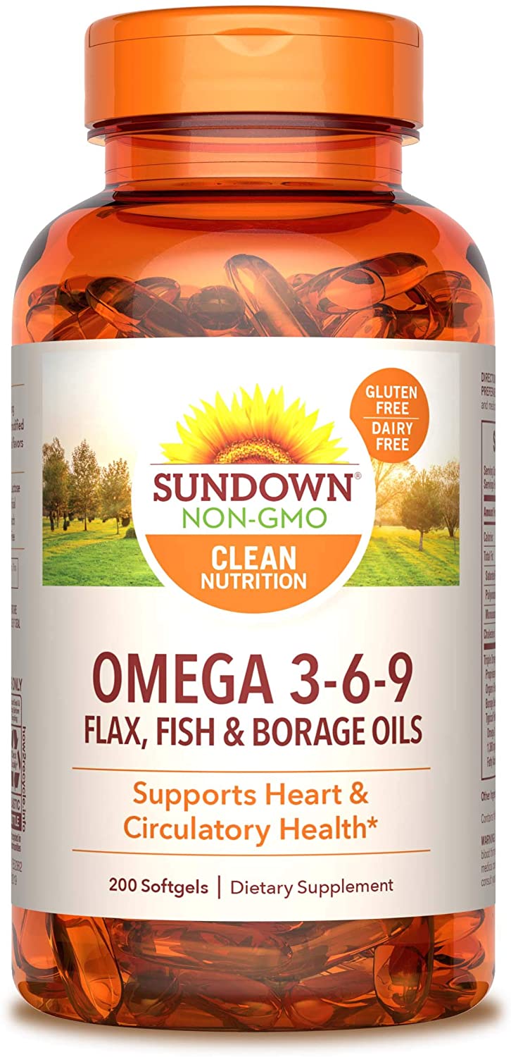 Sundown Triple Omega 3-6-9, Heart and Circulatory Health, 200 Softgels أوميجا3,6,9 لصحة القلب والأوعية الدموية ، 200 سوفت جيل