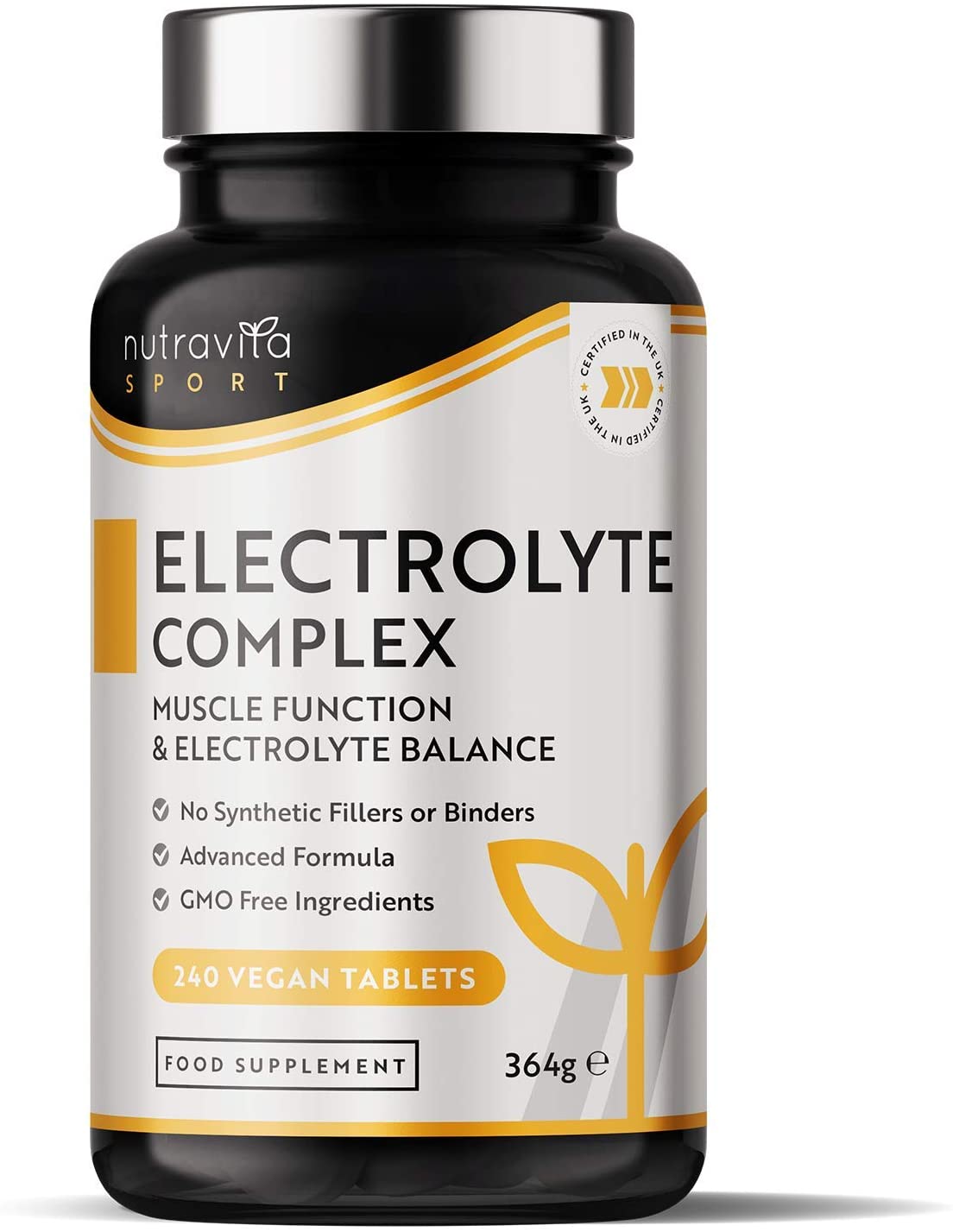 Nutravita Electrolyte Complex - High Strength Tablets with Added Magnesium, Potassium &amp; Calcium - Muscle Function and Electrolyte Balance - 240 Tablets