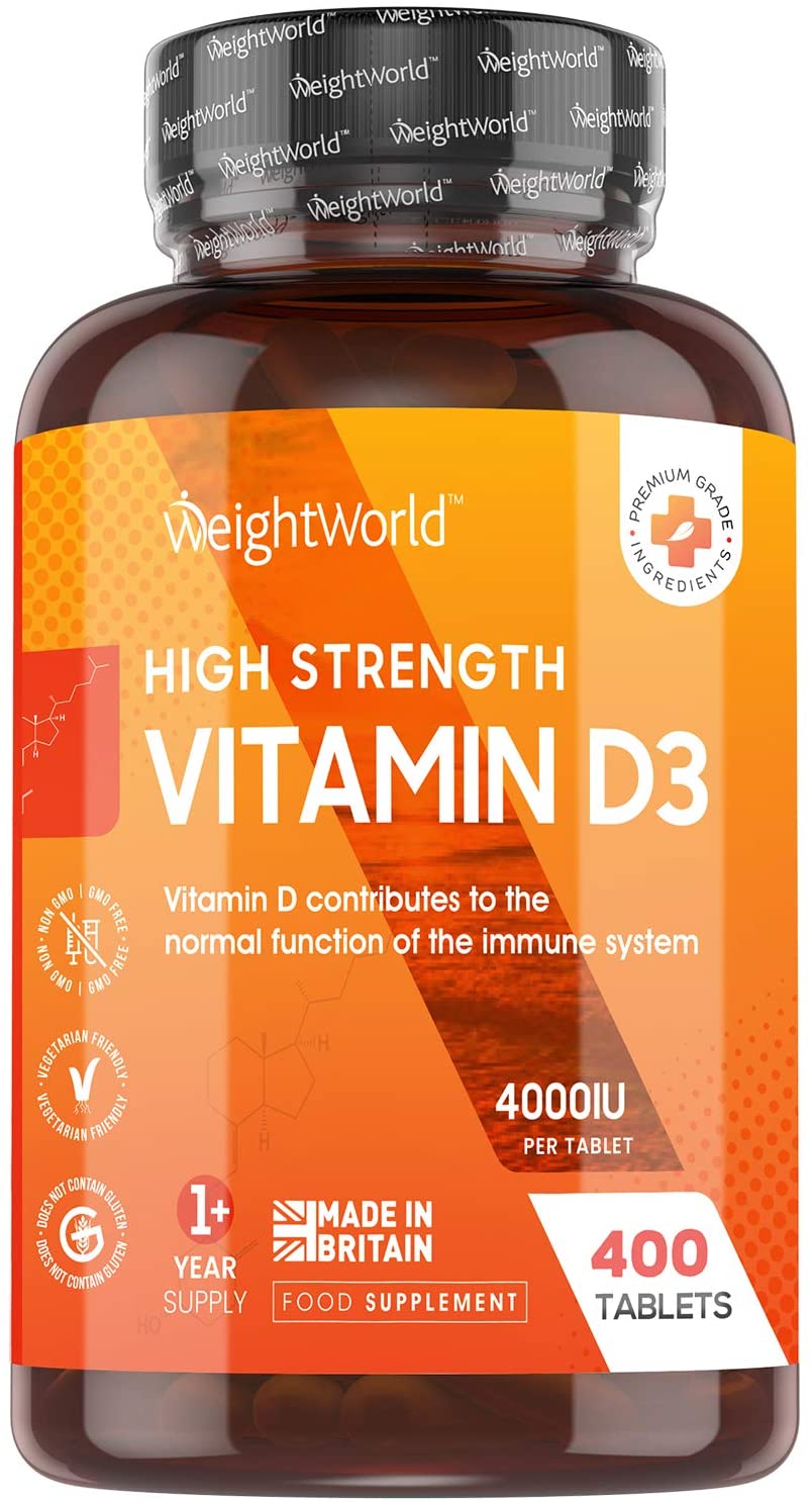 WeightWorld Vitamin D3 Tablets, 4000 IU - 400 Tablets - 1 Tablet Every 4 Days - Vegetarian &amp; Tested Ingredients - 100% Pure Cholecalciferol Vit D - Dietary Supplement for Young &amp; Old فيتامين د3 4000 وحدة دولية 400 قرص