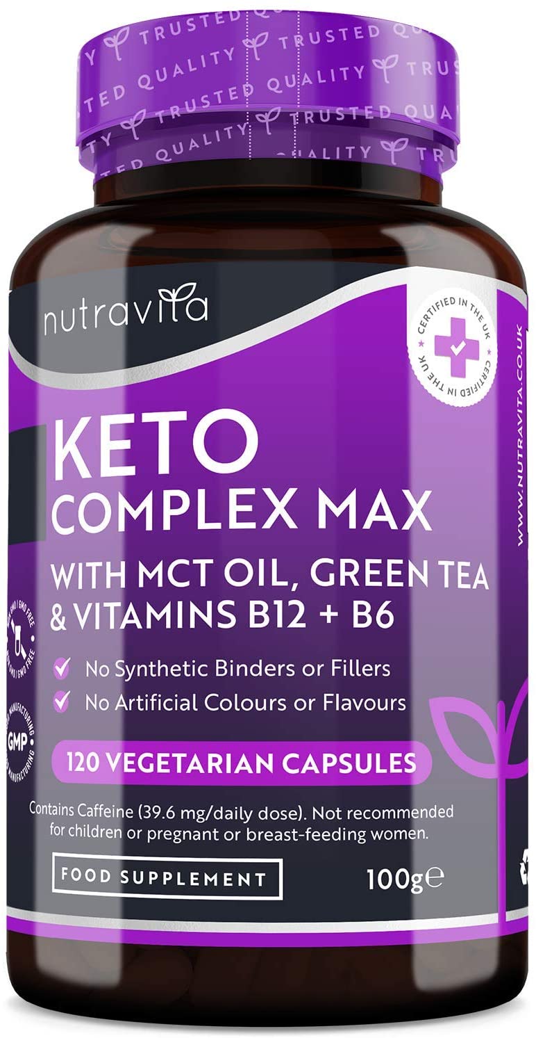 Nutravita Keto Complete Diet Pills – 2 Month Supply – Max Strength 1788mg Complex for Men &amp; Women - MCT Oil, Green Tea, Vitamins &amp; Minerals – Contribute to Fatty Acid &amp; Carb Metabolism نيوترافيتا خليط كيتو المركب للتمثيل الغذائى للدهون والكربوهيدرات 120 كبسولة نباتية