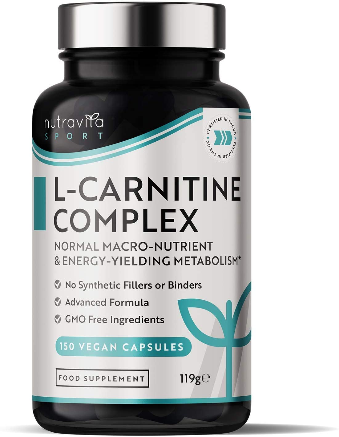 Nutravita L-Carnitine Complex - High Strength Capsules with Added Riboflavin, Biotin, Chromium, Vitamin D, B3 &amp; B6 - Macronutrient &amp; Energy Yielding Metabolism - 150 Vegan Capsules نيوترافيتا ل_الكارنيتين مركب لصحة التمثيل الغذائى وزيادة إنتاج الطاقة ، 150 كبسولة نباتية