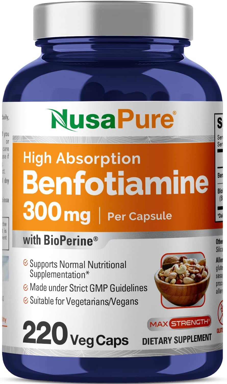 Nusapure Benfotiamine support blood sugar 300mg 220 Capsules