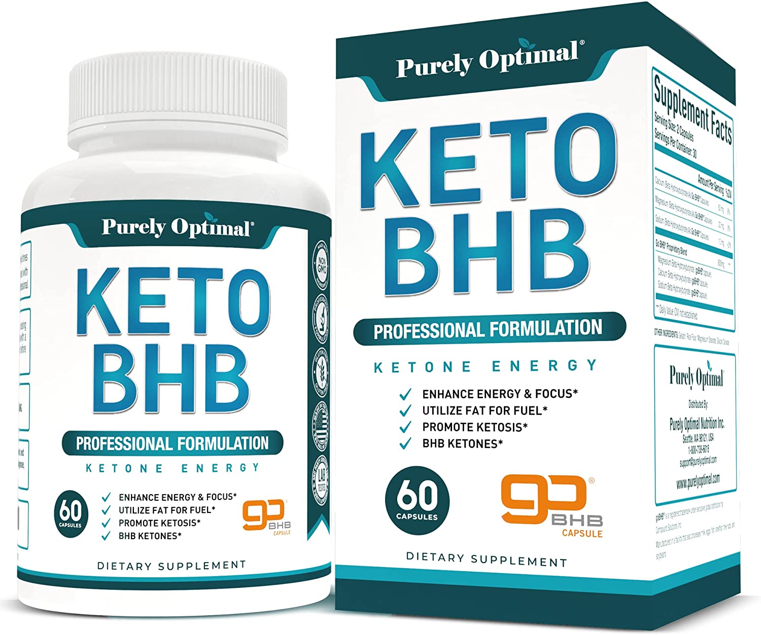 Purely optimal Premium Keto Diet Pills - Utilize Fat for Energy with Ketosis - Boost Energy &amp; Focus, Manage Cravings, Support Metabolism - Keto Bhb Supplement for Women &amp; Men - 30 Days Supply