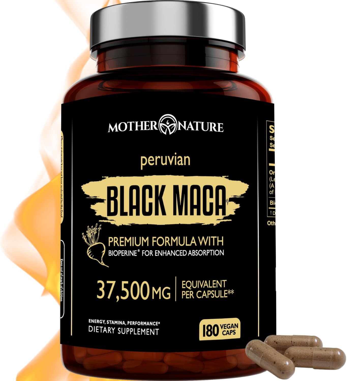 Organic Black Maca Root 750mg 180 Vegan Capsules