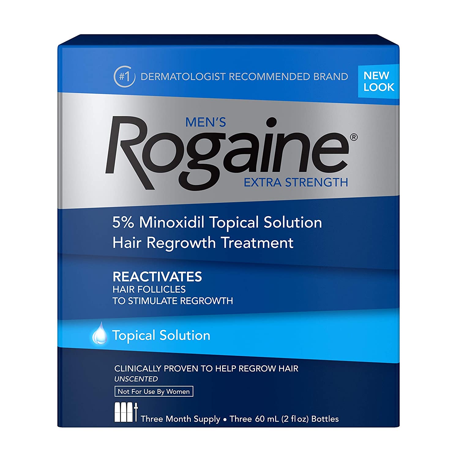 Men’s Rogaine 5% Minoxidil Solution for Hair Loss 60 ml *3 Bottle