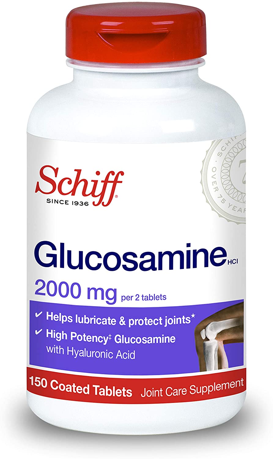 Schiff Glucosamine With Hyaluronic Acid, 2000mg Glucosamine, Joint Care Supplement Helps Lubricate &amp; Protect Joints*, 150 Count جلوكوزامين 2000 مجم مع حمض الهالورونيك ، لصحة المفاصل ، ويساعد على تليين وحماية المفاصل ، 150 قطعة