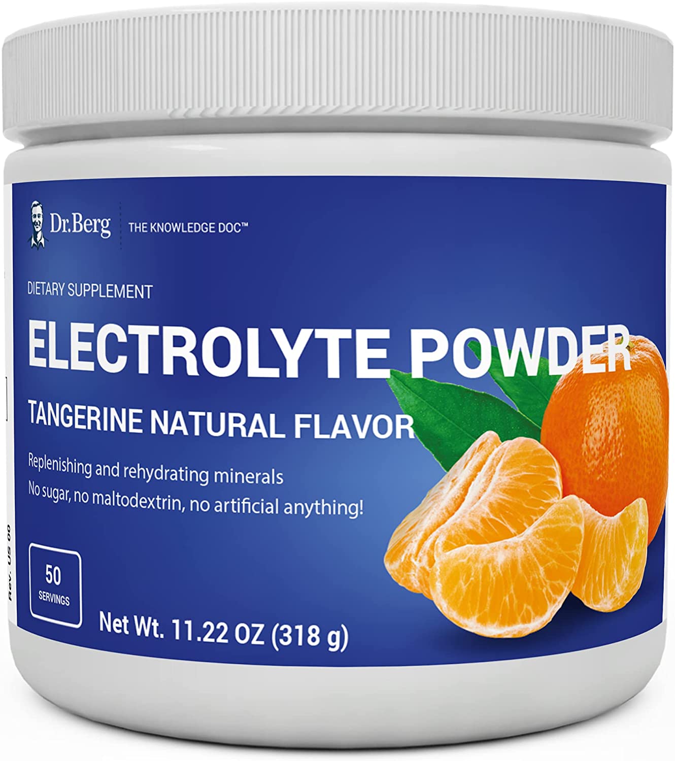 Dr. Berg's Electrolyte Powder, High Energy, Replenish &amp; Rejuvenate Your Cells, 50 Servings  دكتور بيرج، مسحوق الألكتروليت الأصلى، الغنى بالعناصر المعدنية لزيادة إنتاج الطاقة و حفظ توازن العناصر فى الخلايا ،بطعم اليوسفى الطبيعى العضوى الرائع، 50جرعة