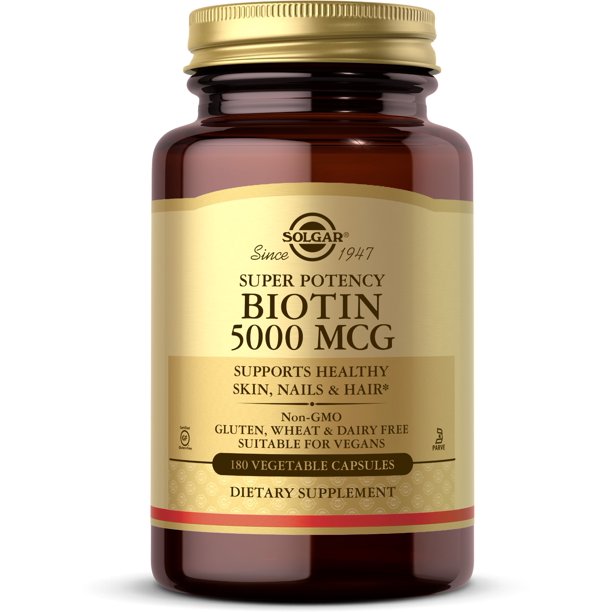 Solgar Biotin 5000 mcg, Promote Healthy Skin, Nails &Hair - Supports Energy Production,180 Capsules <br/> سولجار بيوتين طبيعى تركيز 5000 مجم،لصحة الشعر والبشرة والأظافر،180 كبسولة
