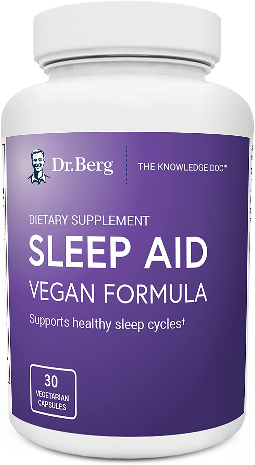 Dr. Berg Sleep Aid Vegan Formula – All-Natural Support for Normal Sleep Cycles to Fight Fatigue &amp; Aid Stress – Best Non-Habit-Forming Supplements-30 capsule
