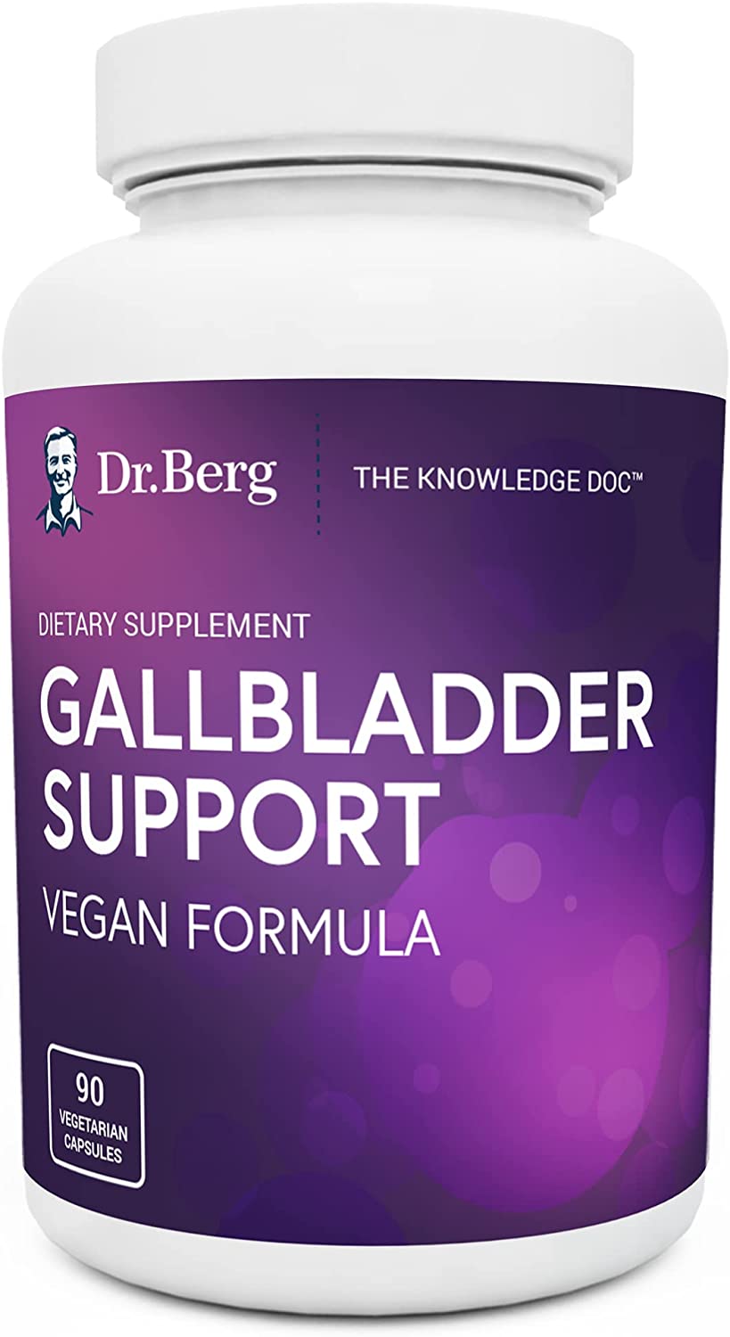 Dr. Berg's Gallbladder Support Supplements, Contains Plant-Based Enzymes for Relief of Bloating, Constipation, and Gas - Better Digestion &amp;Normal Bile Levels - 90 Capsules  دكتور بيرج،يحتوي على مكونات طبيعية من مصدر نباتى لدعم صحة المرارةو لتخفيف الانتفاخ والإمساك والغاز - هضم أفضل - 90 كبسولة نباتية