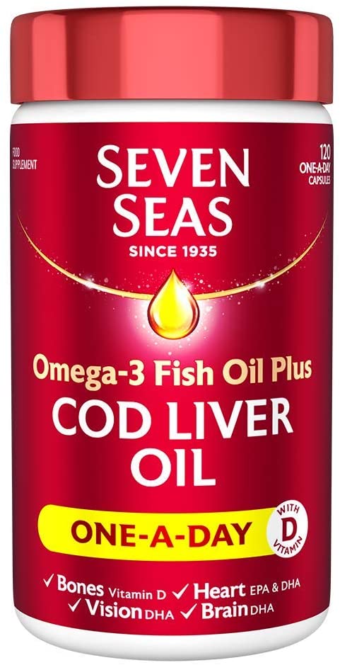 Seven Seas Pure Cod Liver Oil 120 Capsules | Omega-3 & Vitamins A, D