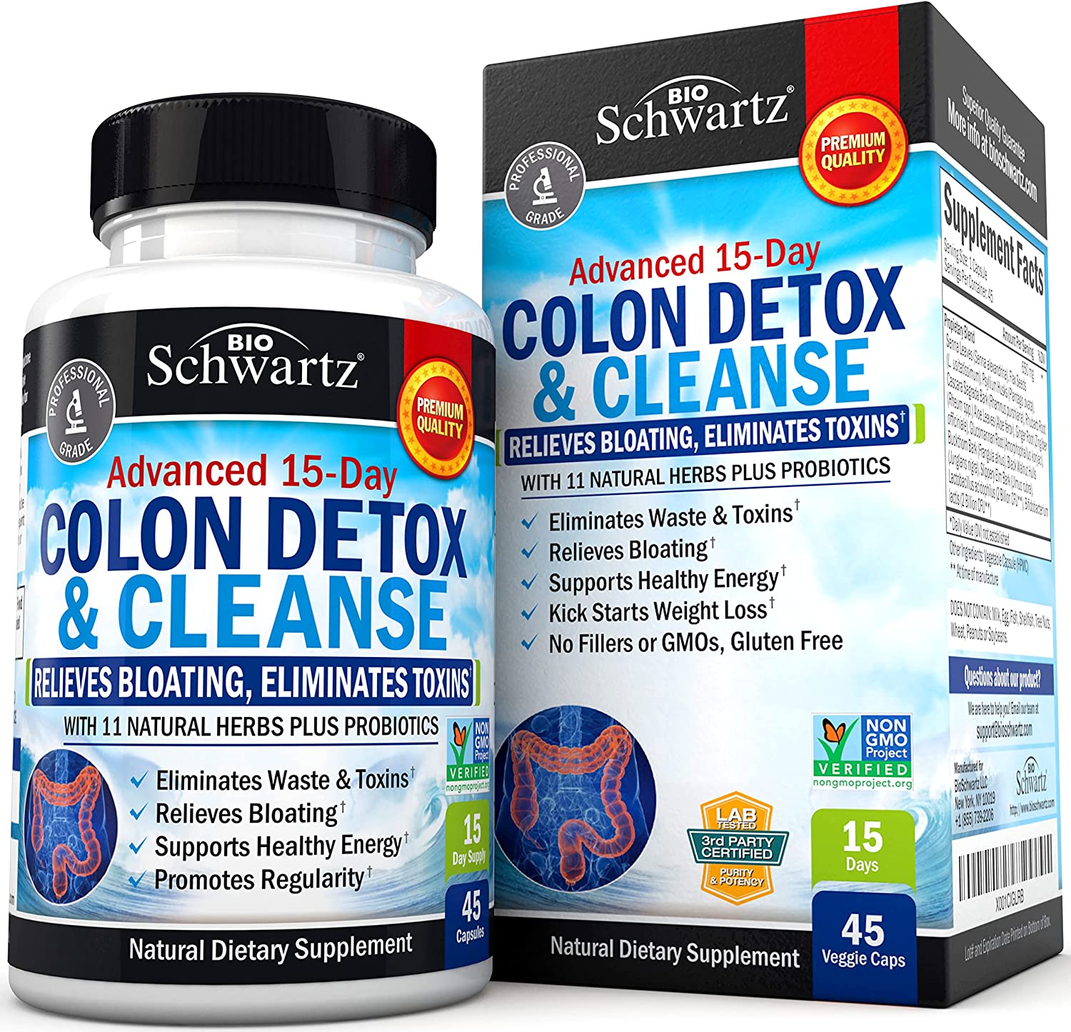 BioSchwartz Colon Cleanser Detox , 45 Capsules