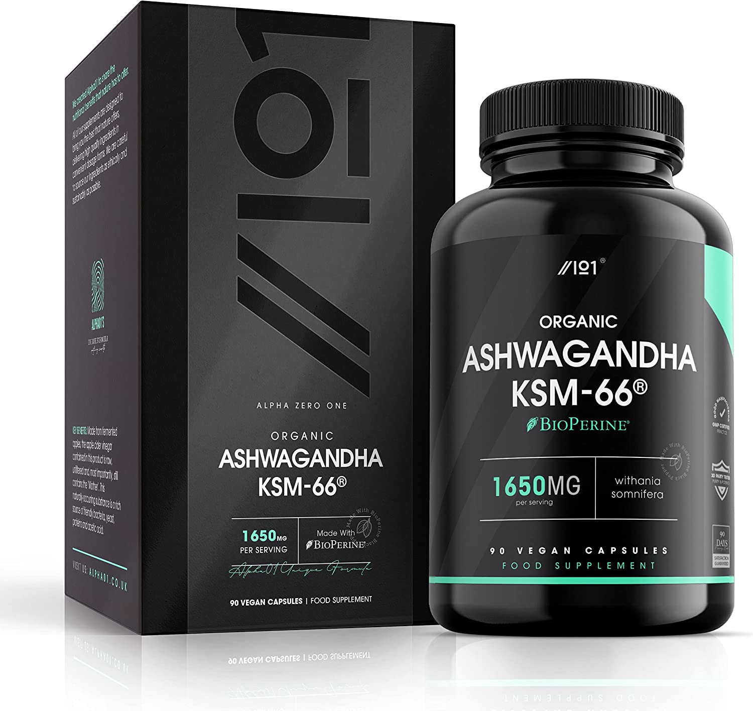 Ashwagandha KSM-66 with BioPerine1650mg - 90 Capsulesالأشواجندا العضوية ك اس ام _66 مع الفلفل الأسود العضوى لسهولة الإمتصاص ، 90 كبسولة