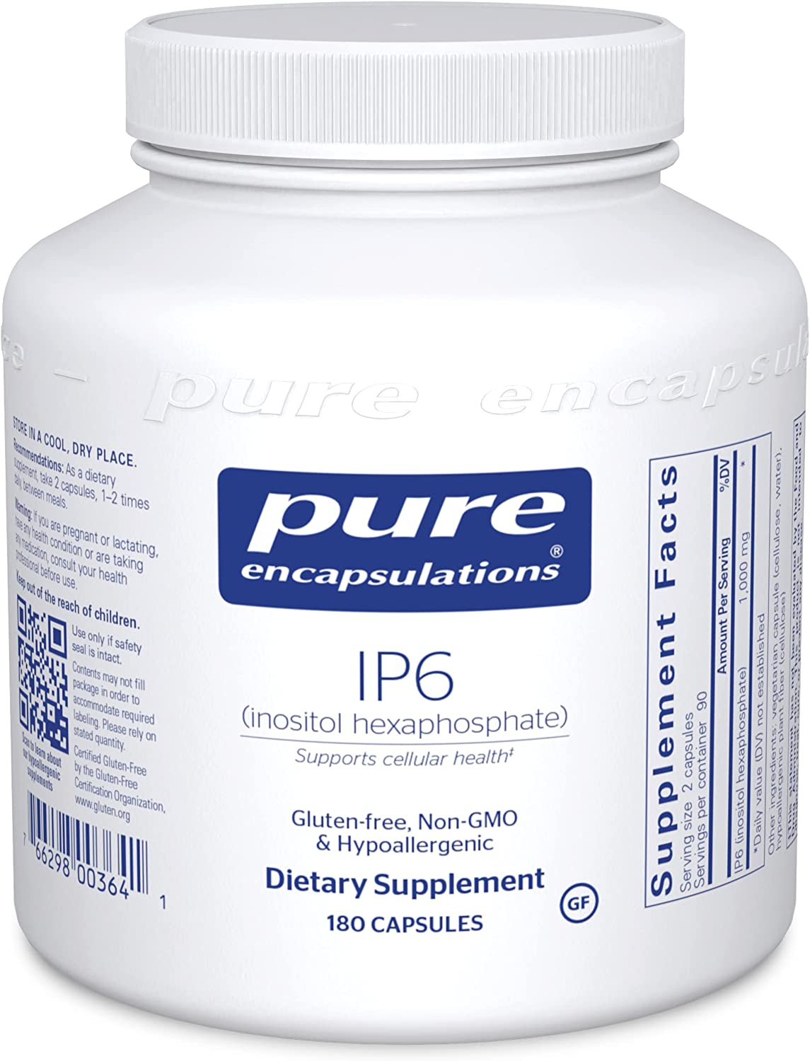 Pure Encapsulations IP6 (Inositol Hexaphosphate) | Hypoallergenic Antioxidant Support for Breast, Colon and Liver Cell Health | 180 Capsules