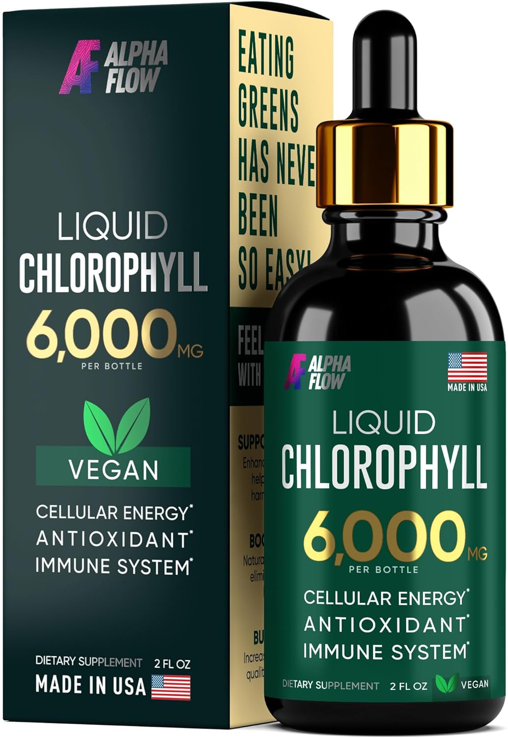 Chlorophyll Liquid Drops 6000 mg - Premium Liquid Chlorophyll &amp; Organic Supplement - All-in-One Antioxidant for Immune Boost, Energy Increase, Digestion Support &amp; Fast Detox - Non-GMO, Veganقطرات سائل كلوروفيل 6000 مجم كلوروفيل سائل ممتاز ومكملات عضوية - الكل في واحد مضاد للأكسدة لتعزيز المناعة وزيادة الطاقة ودعم الهضم وإزالة السموم السريعة - غير معدلة وراثياً ونباتي