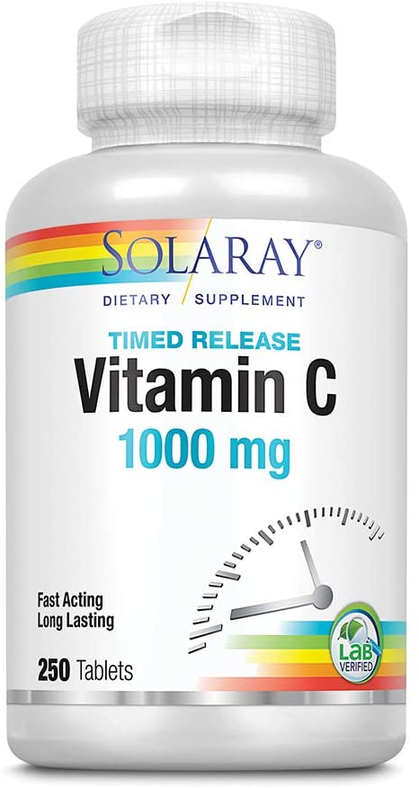 SOLARAY Vitamin C with Rose Hips &amp; Acerola | 1000mg | Healthy Immune Function | 250ct سولارى فيتامين ج مع ورد المسك والكرز الهندى 1000 مجم ، لصحة وظائف الجهاز المناعى ، 250 حباية