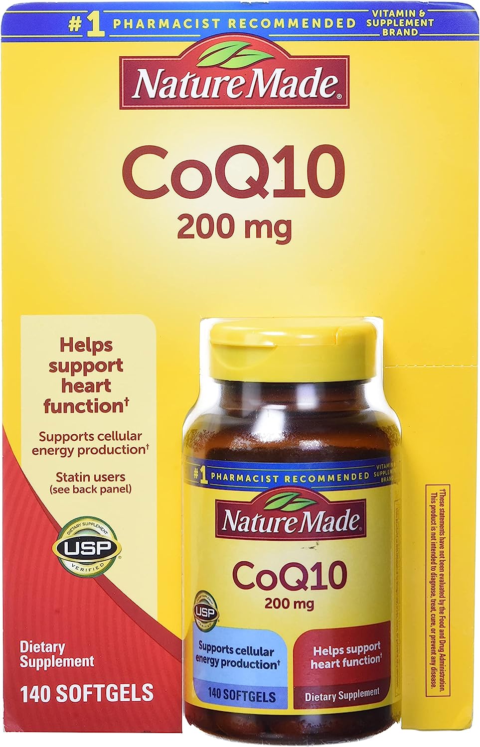 Nature Made CoQ10, Softgels Helps Supports Heart Function &amp; Cellular Energy Production, Unflavored, 200 mg, 140 Countكيو 10، 200 مجم ، لصحة القلب و الأوعية الدموية ، وزيادة مستويات الطاقة ،140كبسولة