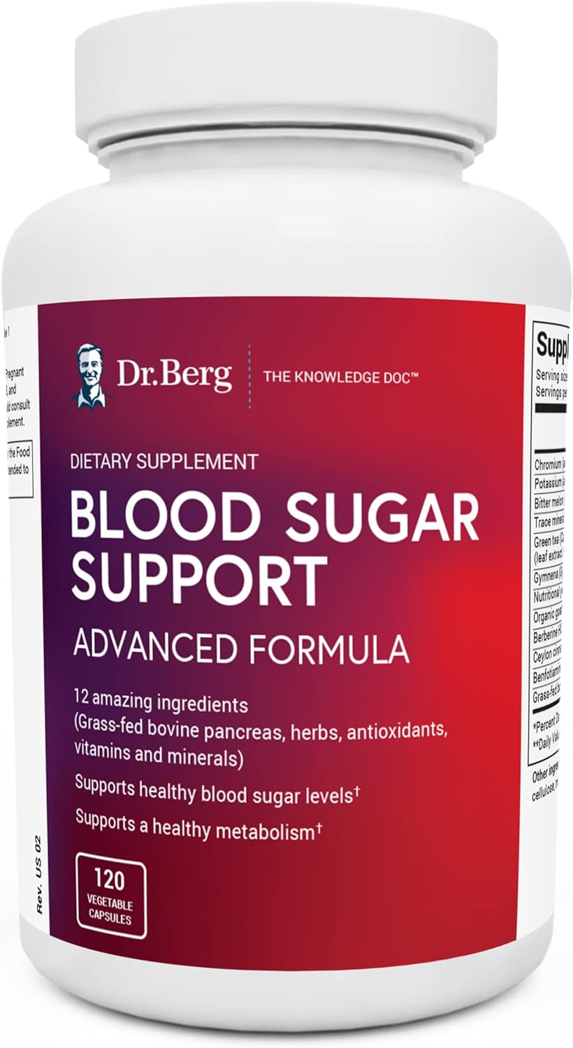 Dr. Berg Blood Sugar Support | Advanced Natural Formula for Energy &amp; Balance | 120 Capsules