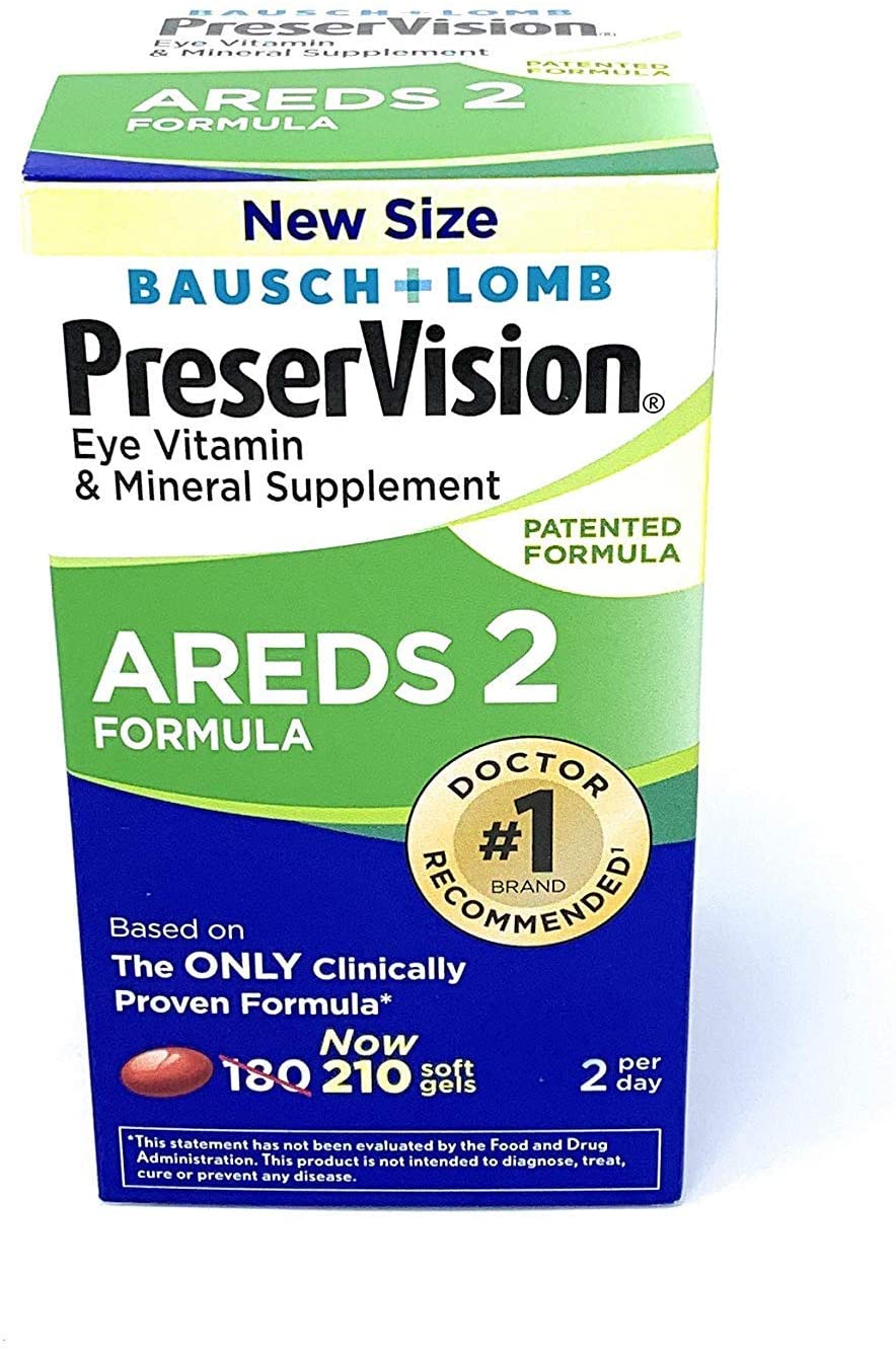 (Open Bottle) PreserVision AREDS 2 Eye Vitamin &amp; Mineral Supplement (210 ct) with Lutein and Zeaxanthin, Soft Gels اريدس2 للعين فيتامينات ومعادن لصحة العين 210 سوفت جيل