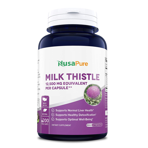 [DAMAGED] Nusapure Organic Milk Thistle Extract 12500 mg 200 Capsules حليب الشوك العضوى استخلاص 12500 مجم ، 200 كبسولة