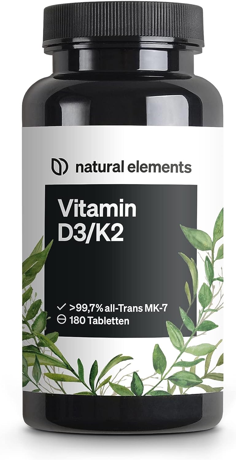 natural elements Vitamin D3 and K2 MK7 180 Tablets