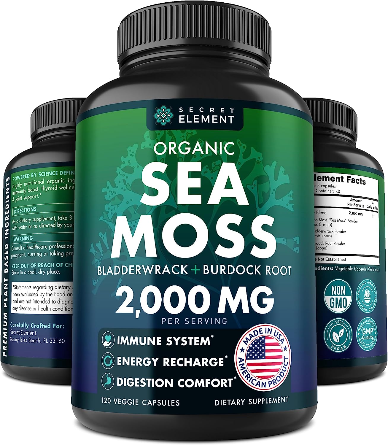 Secret Element Sea Moss Capsules 120 Pills